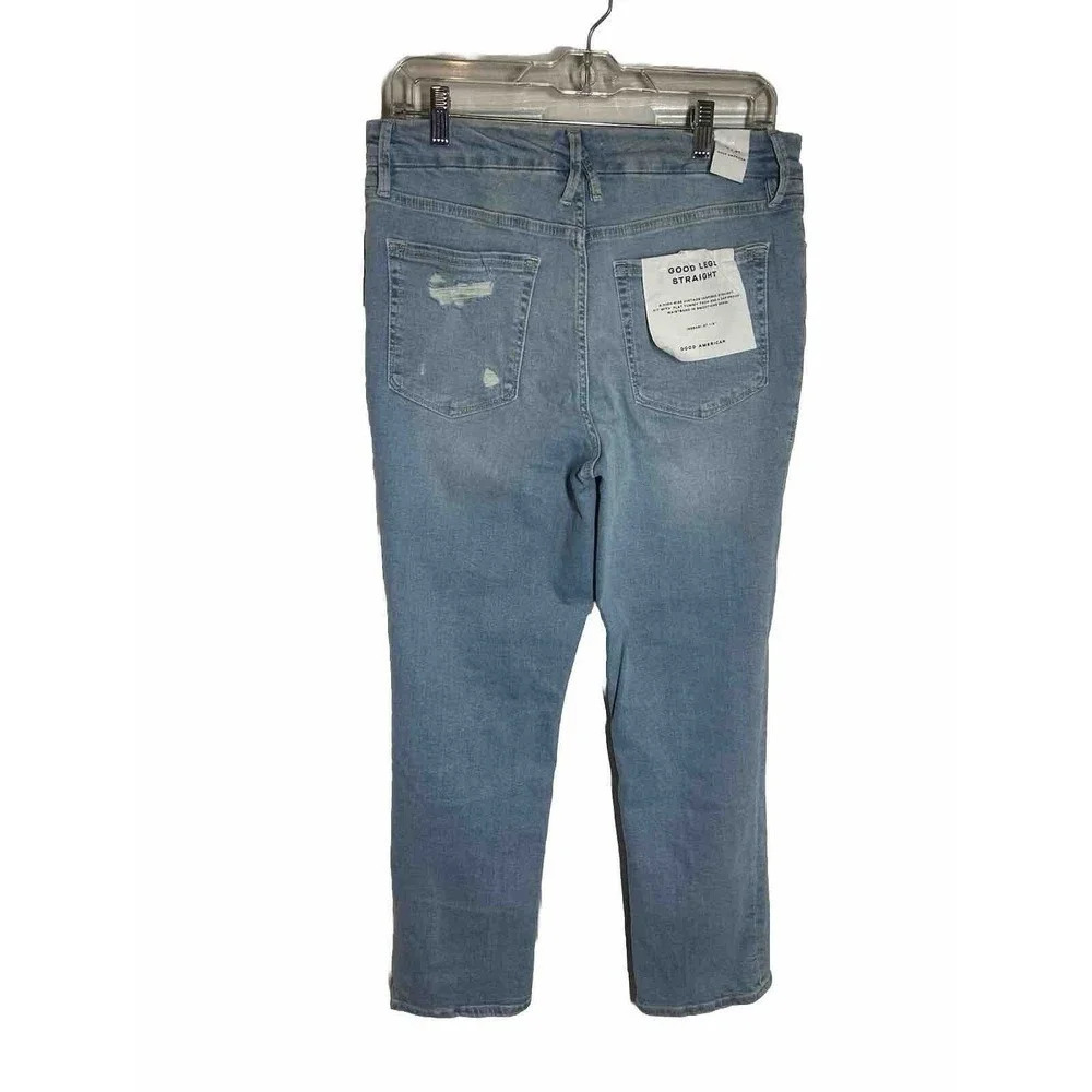 Good American Women’s Good Legs Straight Jeans Size 12/31 Indigo126 GST235T